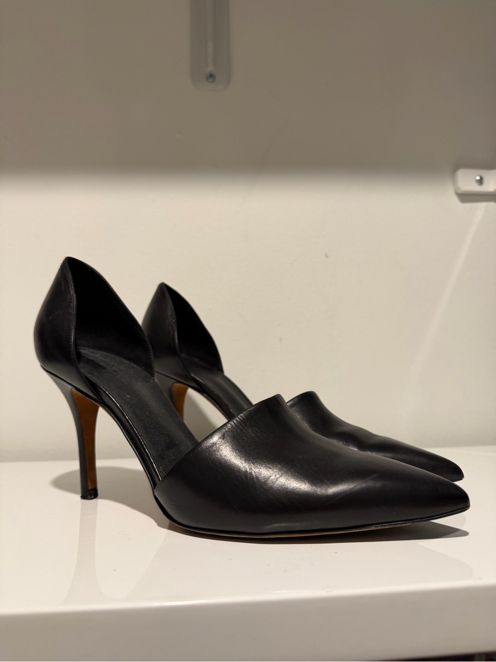Vince Black Pointed-Toe D'Orsay Heels